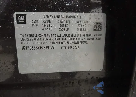 2014 Chevrolet Cruze 1Lt Auto z USA, uszkodzony, nr VIN 1G1PC5SBXE7379727